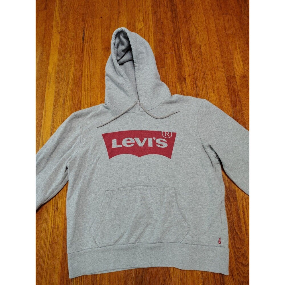 Levi's Boys L Gray Hoodie Textured Logo Long Sleeve Grey Poly-Cotton Kid Large